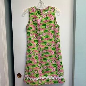 Vibrant Green and Pink Sleeveless Crew Neck Mini Dress